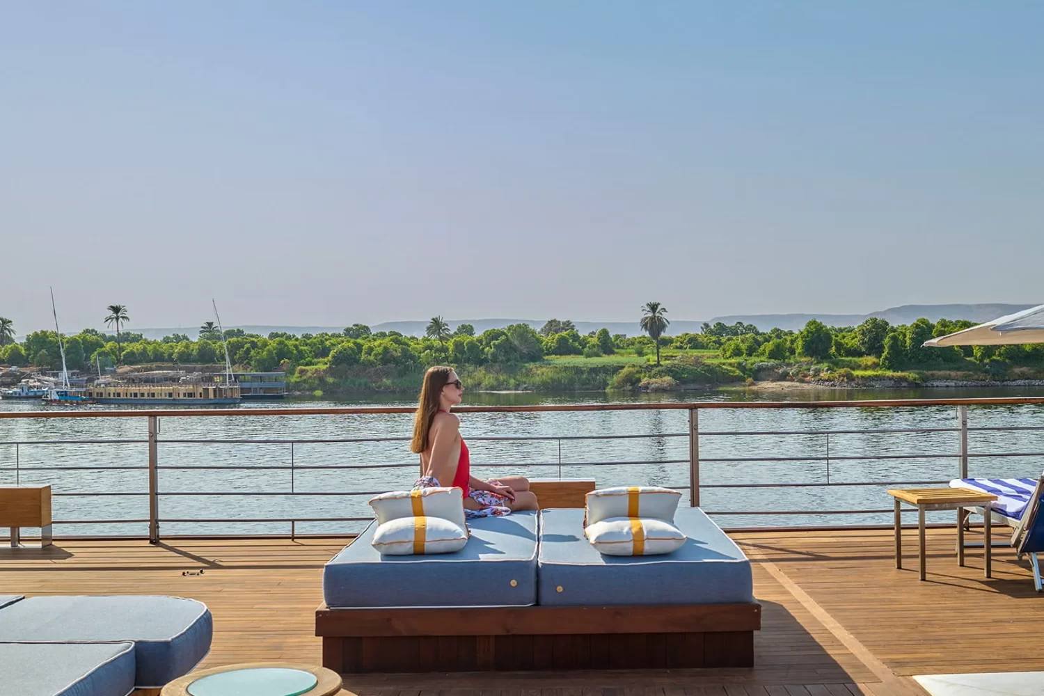 Crucero por el Nilo de Gran Lujo a Bordo del Oberoi Zahra vista aérea del crucero